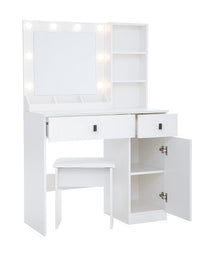 Vanity Desk With Lights, Vanity Set With Mirror, Makeup Vanity Desk With Large Drawers  Three Level Storage Dreeser, VanitysVanities With 3 Lights Brightness Adjustable For Bedroom, White