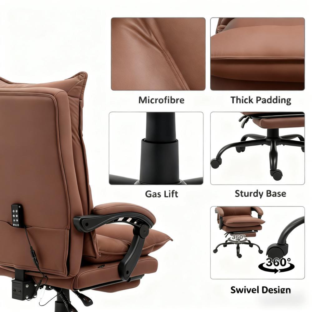 Luxurious Brown Leather Office Recliner Chair With Footrest