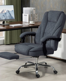 Massage Office Chair, Heated Reclining Computer Chair with Adjustable Height and Footrest, Charcoal Gray