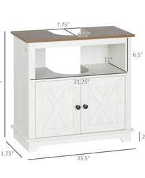 Modern Farmhouse Bathroom Sink Cabinet, Pedestal Sink Storage Cabinet with Double Doors and Shelves, White
