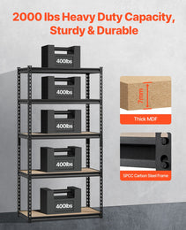 Storage Shelves 16 D X 32 W X 62.8 H 5-tier Garage Storage Shelving