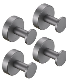 Round Base Wall Hanging Coat Hook With Screws- Gun Grey Towel Hook, 4 Pack, For Entry Shoe Cabinet, Wardrobe Bathroom Bedroom Furniture Hardware