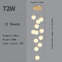 Stairs Modern Nordic LED Glass Chandelier Loft Duplex Living Room Lamp Hotel Lobby Long Chandelier Home Decorative Lighting
