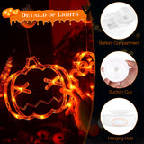 Set Of 3 Pack Halloween Window Light Spider Witch Hat Pumpkin With Orange Light Hanging Halloween Decoration Light With Suction Cup Hanging Holes - CJDS - FC