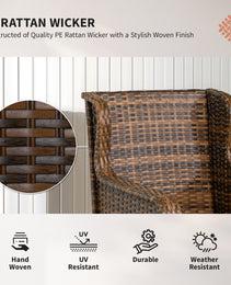 4 Piece Rattan Patio Furniture Set, Conversation Set with Swivel Glider Chairs Table Loveseat for Garden, Patio, Cream