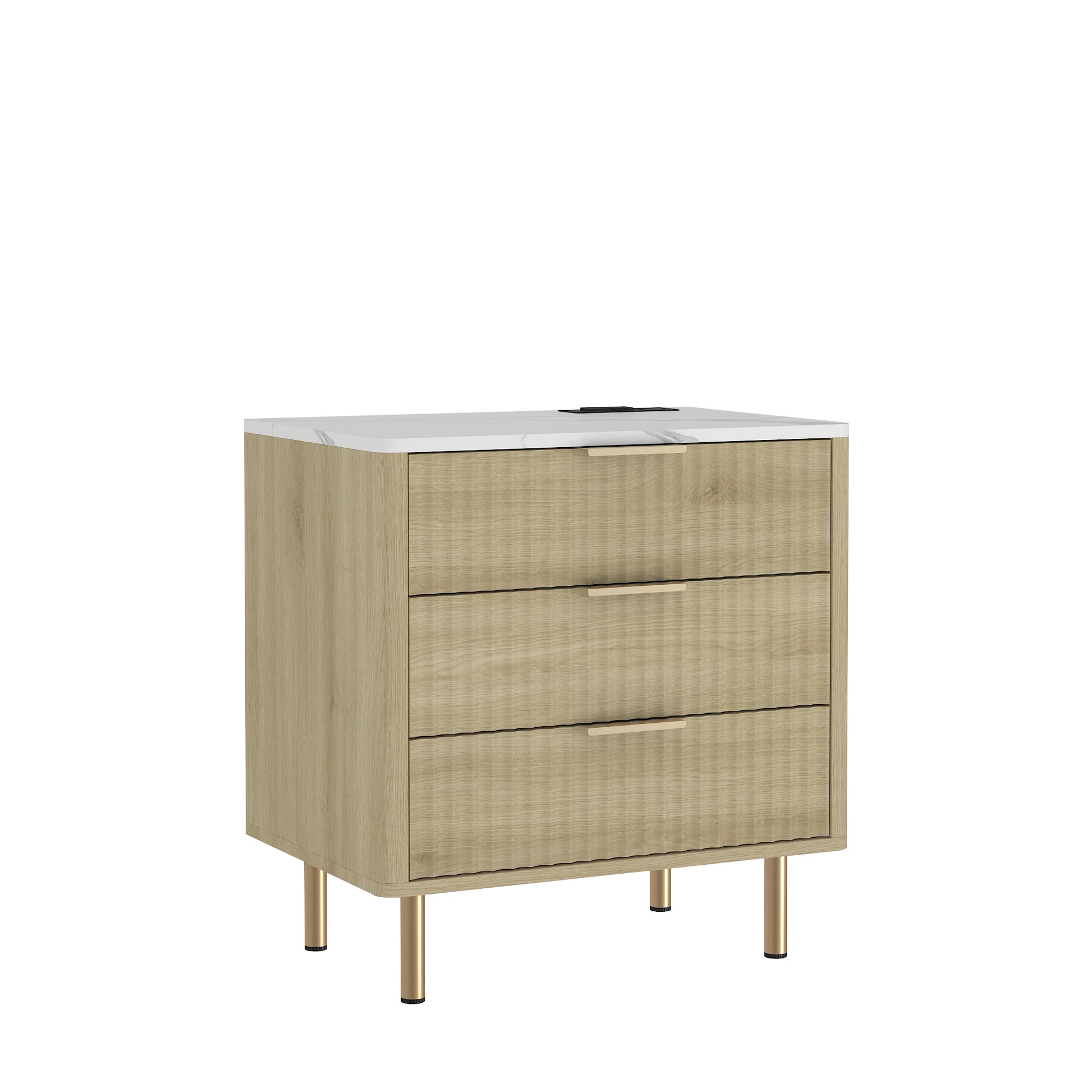 Nightstand With Charging Station, Smart Nightstand With Night Light, Modern Night Stand With Storage Cabinet For Bedroom, Wood