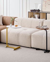 White C-shaped Side Table, Small Sofa Table For Cough, Bederoom