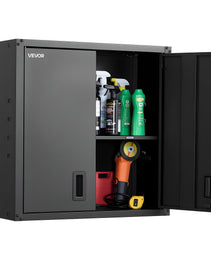 Metal Wall Cabinet, 30W X 12.2D X 30H Inch, Steel Floating Hanging Storage Cabinet With Locking Doors And Adjustable Shelf For Garage, Basement, Kitchen, Warehouse Assembly Required, Black