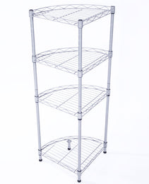 4-Tier Corner Storage Shelves, Wire Shelving Unit, Metal Shelf, Steel Storage Rack For Laundry Bathroom Kitchen Silver