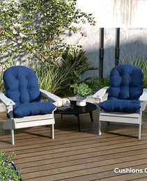 Adirondack Chair Cushions Set of 2, Tufted High Back Patio Non-Slip Cushions for Adirondack Chairs, Navy Blue