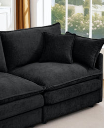 Modular Sectional Sofa, 102 Inch L Shaped Couch Set For Living Room, 3-Seater Comfy Cloud Couches With Movable Ottoman, DIY Combination, Chenille, Black