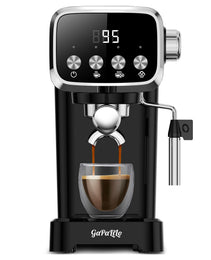 20 BAR Slim Espresso Machine With Milk Frother, Cup Warmer, 43 OZ Detachable Tank, For Espresso, Americano, Latte, Space-Saving, Screen Button, Black, Amazon Resale Prohibited