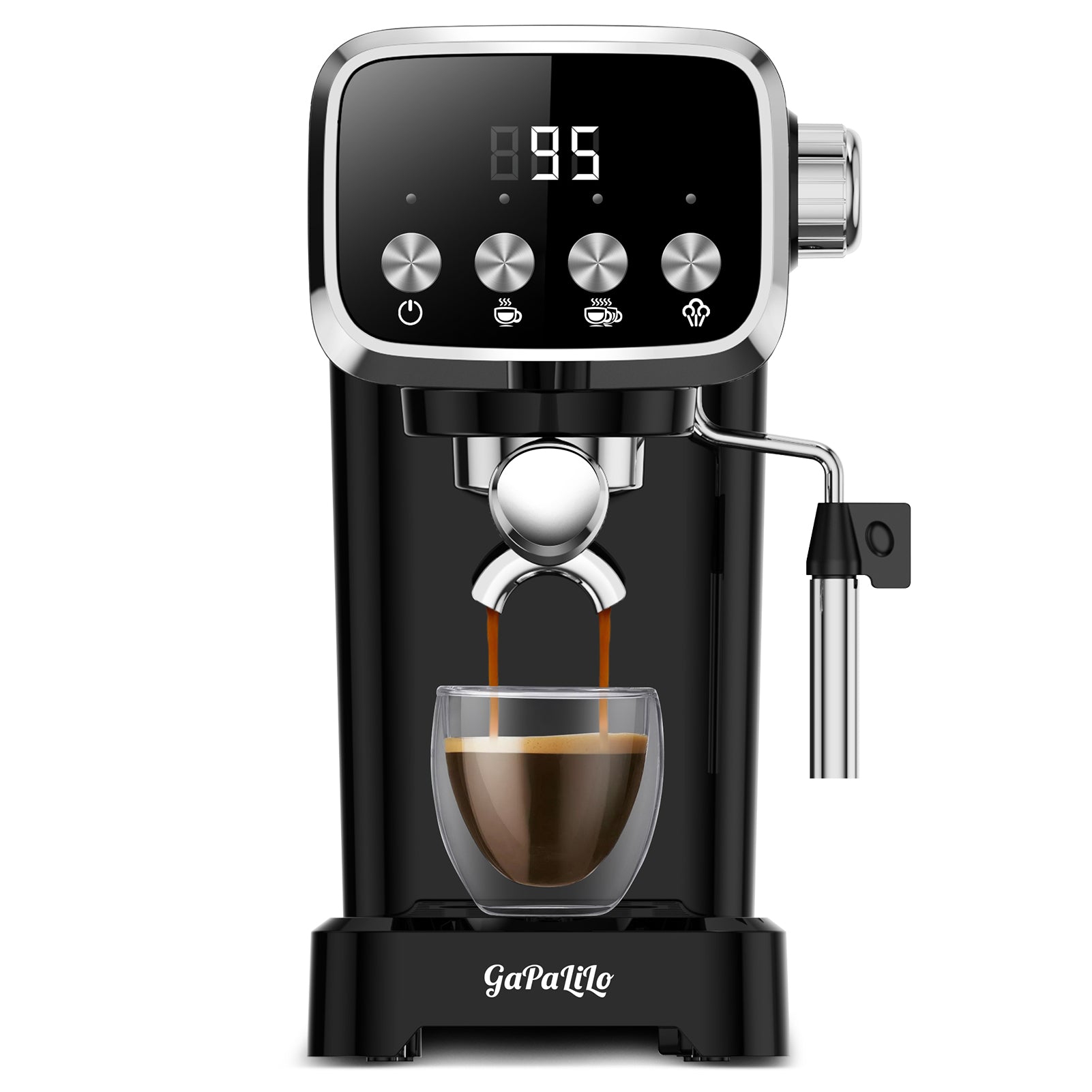 20 BAR Slim Espresso Machine With Milk Frother, Cup Warmer, 43 OZ Detachable Tank, For Espresso, Americano, Latte, Space-Saving, Screen Button, Black, Amazon Resale Prohibited