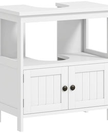 Kleankin Pedestal Sink Storage Cabinet, Bathroom Under Sink Cabinet With 2 Doors And Open Shelf, Bathroom Vanity, White