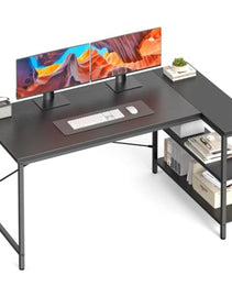L Shaped Desk 47 Inch Computer Desk Gaming Furniture Corner Desks Home Office PC Table With Reversible Storage Shelves