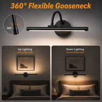 Wireless LED Picture Light with Remote Control, 360° Adjustable Magnetic Wall Lamp, Rechargeable USB, 3 Color Dimmable Lighting