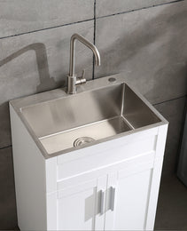 24in Stainless Steel Washing Sink W Faucet Hoses And Drain Head Only Update