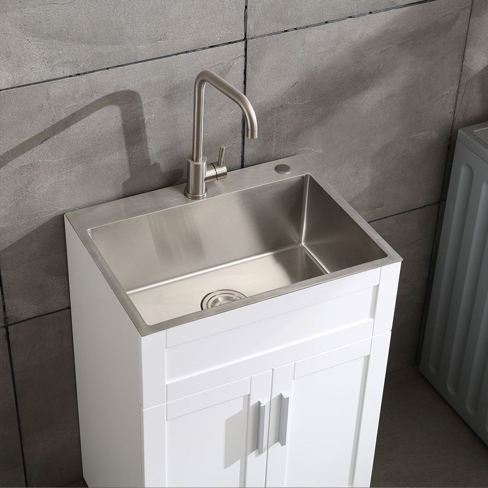 24in Stainless Steel Washing Sink W Faucet Hoses And Drain Head Only Update