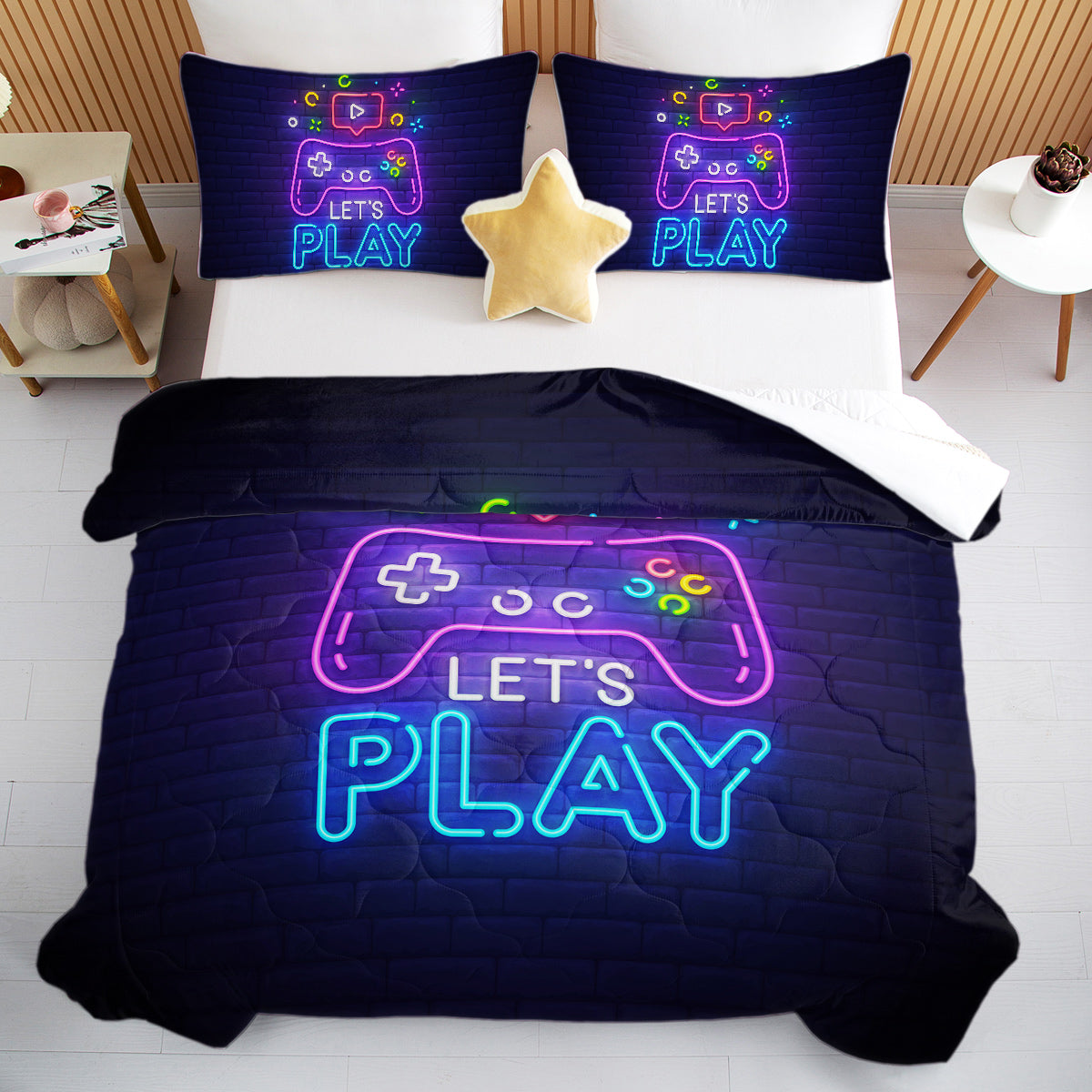 3 Pieces Game Pattern Comforter Set Ultra Soft Bedding Set