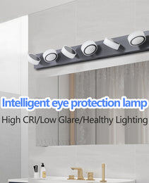 45in  Modern 6-Light LED Vanity Light, Sleek Black Bathroom Wall Light Fixture For Mirror, Shower, And Bathroom Decor