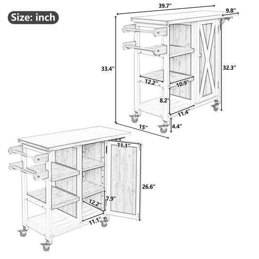 Foldable Outdoor Kitchen Island Patio Kitchen Island Outdoor Kitchen Cart Portable Prep Station With Lockable Wheels, Storage Cabinet And Towel Rack For Patio And Outdoor, Grey