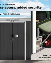 9' x 4' Metal Outdoor Storage Shed, Tool House with Double Lockable Doors for Backyard, Patio, Lawn, Garage, Dark Gray