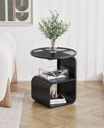 Simple Modern Round Tempered Glass Sofa Side Table