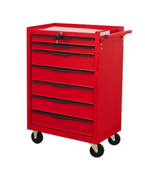 7-Drawer Rolling Tool Chest Cabinet, Large Capacity Metal Tool Box With Wheels And Cylinder Locking, Roll Around Storage Organizer Tool Cart For Garage, Warehouse, Work Shop - Red