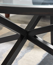Modern Simple Glass Coffee Table, Tempered Glass Coffee Table Solid Wood Base Round Transparent Glass Top Modern Living Room Terrace Study Coffee Table