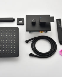Matte Black Shower Set System Bathroom Luxury Rain Shower Combination Set Ceiling Mounted Showerhead Showerhead Faucet