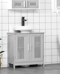 Under Sink Pedestal Storage Bathroom Cabinet, Gray