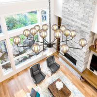 Large Sputnik Chandelier 47.2" Black Modern Smoked Glass Chandelier