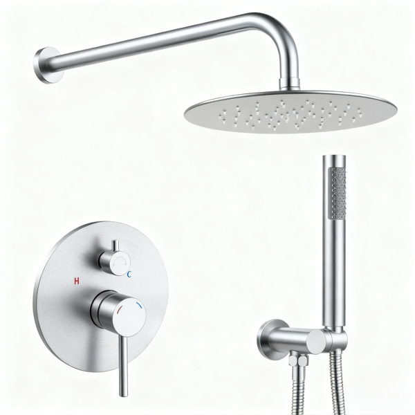 Shower System Shower Faucet Combo Set Wall Mounted With 10" Rainfall Shower Head And Handheld Shower Faucet, Brushed Nickel[Unable Ship Weekends, TK/TEMU Only For Pickup]