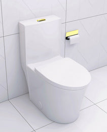 Elongated One-Piece Toilet – Modern White Porcelain Bathroom Toilet