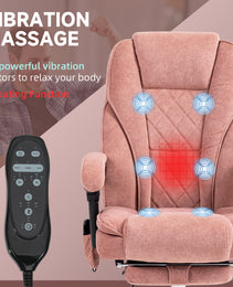Massage Office Chair, Heated Reclining Computer Chair with Adjustable Height and Footrest, Pink