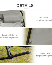 Outdoor Rocking Chair Set of 2, Patio Folding Lawn Rocker Set with Headrests for Yard, Patio, Deck, Backyard, Gray