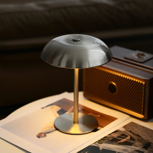 Cute Mushroom Table Lamp, Touch Control 3 Colors Dimmable, Cordless Rechargeable LED Bedside Lamp for Home Decor Gift