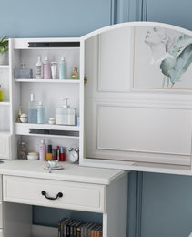 Vanity Desk With Mirror & Lights, Makeup Table Set - CJDS
