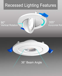 Led Light 4" Round Gimbal 7W - 5CCT - DIM - JXLFG04
