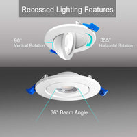 Led Light 4" Round Gimbal 7W - 5CCT - DIM - JXLFG04