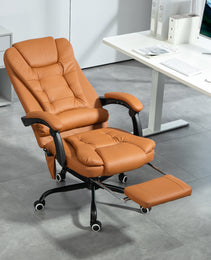 7-Point Vibrating Massage Office Chair High Back Massaging Office Desk Chair With Lumbar Support, Footrest, Light Brown
