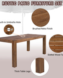 TREXM Patio Table And Chairs Set  Outdoor Dining Set For 6 With Umbrella Hole  7 Piece Outdoor Patio Furniture Set Wood Frame With Removable Cushion For Garden  Backyard  Lawn  And Poolside