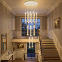 35-Light Long Large Modern Led Crystal Chandeliers Modern Spiral Chandeliers High Ceilings Chandelier for Staircase Foyer Chrome