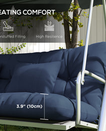 59" Tufted Bench Cushions & Throw Pillows, Replacement Bench Seat Pad, Back & 2 Pillows for Outdoor Furniture, Navy Blue