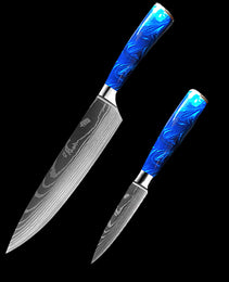 8-inch Chef Knife with Blue Resin Handle
