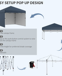 10' x 10' Pop Up Canopy with Sidewalls, Weight Bags and Carry Bag, Height Adjustable Tent for Parties, Navy