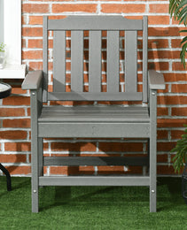2 Piece All-Weather Patio Chairs, HDPE Patio Dining Chair Set, Heavy Duty Wood-Like Outdoor Furniture, Gray