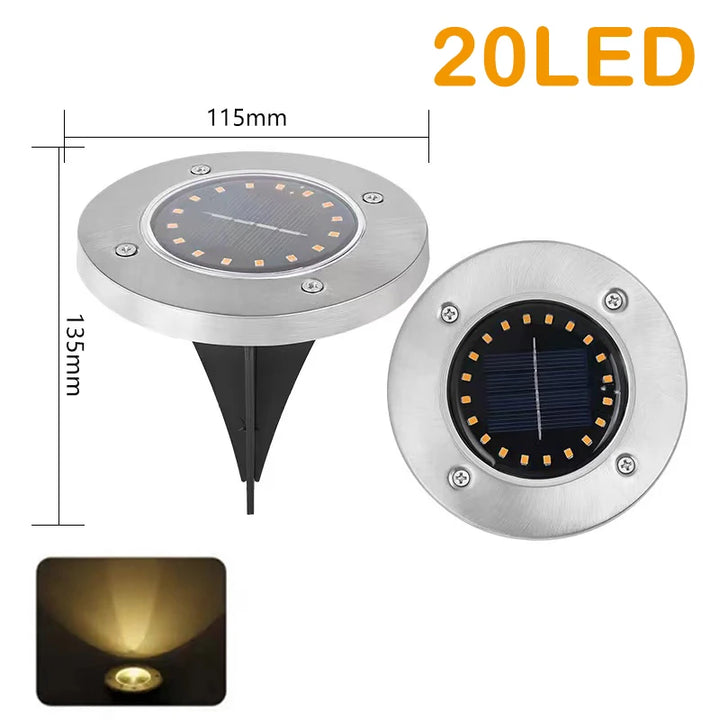 Solar Buried Ground Lights, 8/20 LED Waterproof Underground Deck Spot Outdoor Garden Pathway Driveway Landscape Decor Spotlight