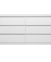 6 Drawer Double Dresser For Bedroom, Wide Storage Cabinet For Living Room Home Entryway, White