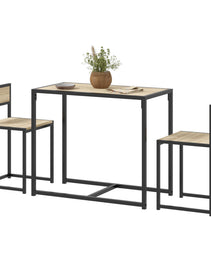 3-Piece Dining Room Set, Industrial Kitchen Table Set with Rectangular Table and 2 Dining Chairs, Oak